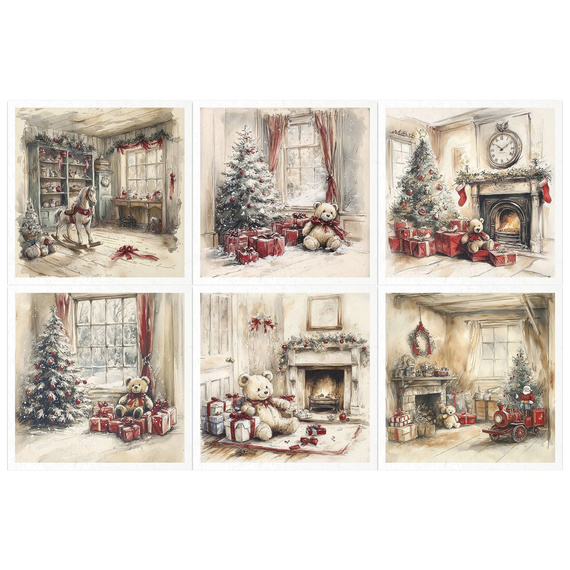 Reispapier-Set - Weihnachtsbaum, Kamin, festliches Haus - RSM203 - Itd Collection