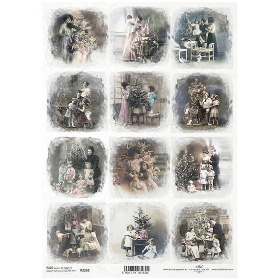 ITD Reispapier Decoupage Bastelpapier Serviettentechnik-R2262 Jahrgang, Familie, festliche Stimmung