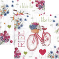 SERVIETTEN 1 Stück Motivservietten Decoupage Napkin 33x33cm, I Love My Bike Fahrrad mit Korb