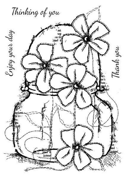 WOODWARE Transparent Stempeln Set Motivstempel Clear Stamps - Small Daisy Jar, Glas Blumen