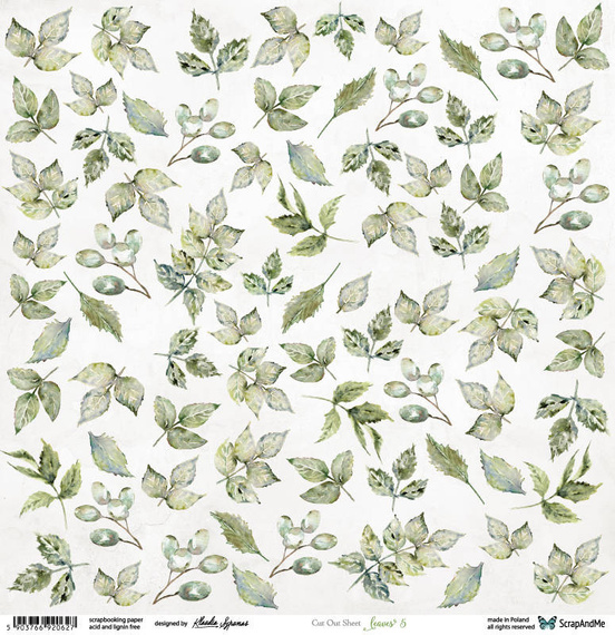 SCRAPandME 30,5x30,5cm einseitig Scrapbooking Papier 250g, Leaves 5