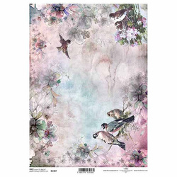 ITD Reispapier Decoupage Bastelpapier, Stoff, Frühling, Vögel, Blumen R1387