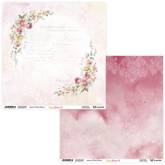 SCRAPANDME Set von 6St 30x30 doppelseitig Scrapbooking Papier - Sunny Blooms