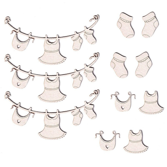 SCRAPINIEC Dekorpappe Die Cut Chipboard Dekoration, Girlande Kinderkleidung 2623