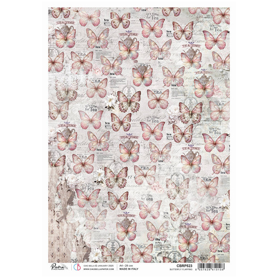 Reispapier Decoupage Bastelpapier Ciao Bella für A4-Decoupage - Timeless Moment Butterfly flapping - Schmetterlinge