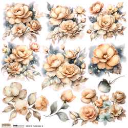 AUFKLEBER ScrapLove Dekor Stickers - Ivory Flowers 2 - Beigefarbene Blumen 2