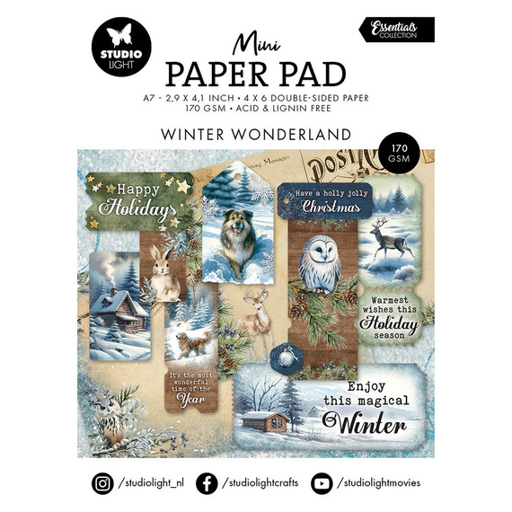 STUDIO LIGHT Scrapbooking-Papier Set A7 mit Elementen - Winter Wonderland