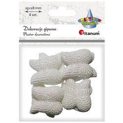 Weiß schillernde Gips-Engelsflügel - 8St