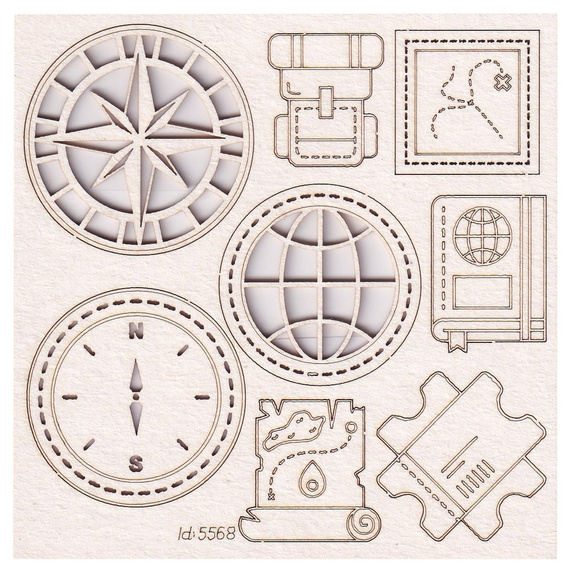 SCRAPINIEC Dekorpappe Die Cut Chipboard Dekoration Ornament, Kompass