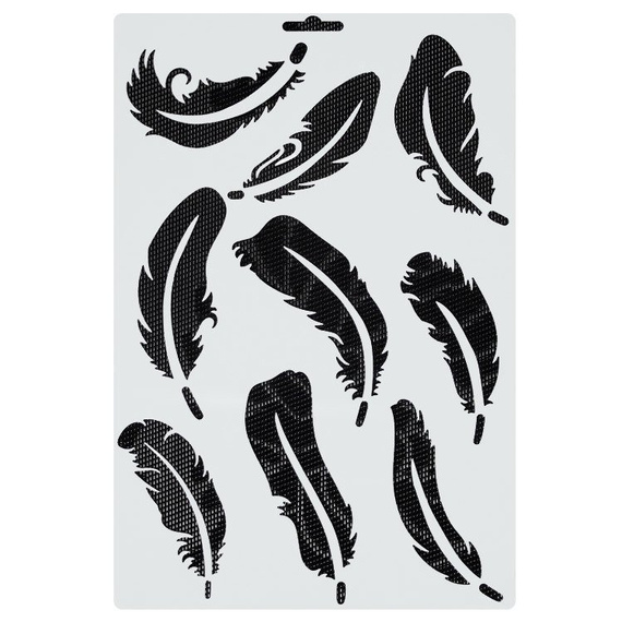 Plastikschablone Schablone STENCIL Federn