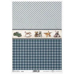ITD Reispapier Decoupage Bastelpapier Serviettentechnik, R1950 Blau kariert, Spielzeug,