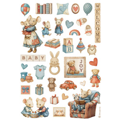 Reispapier für Decoupage A4 - Baby Accessoires - Stamperia