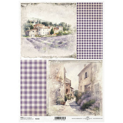 ITD Reispapier Decoupage Bastelpapier Serviettentechnik-R2238 Ansichten, Lavendelfelder