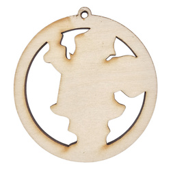 HOLZKUGEL Anhänger aus Holz, Ornament Weihnachtskugel 6 cm -  Weihnachtsmann