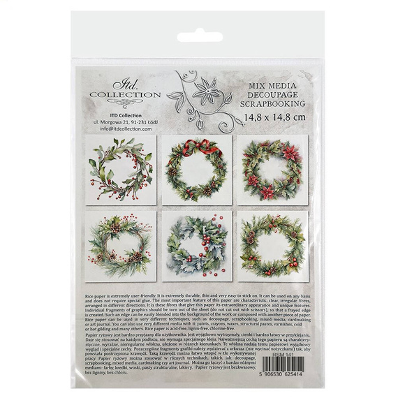 Scrapbooking-Bastelpapier-Set reis - ITD - RSM141 Weihnachtsgirlanden