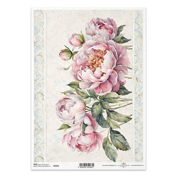 ITD Reispapier Decoupage Bastelpapier Serviettentechnik-R2456 Pfingstrosen