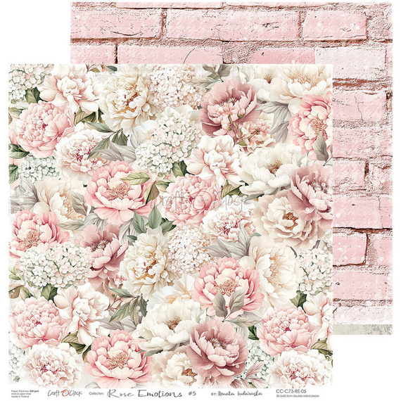 CRAFT OCLOCK Set 6 Blatt 30,5x30,5cm doppelseitig Scrapbooking Papier, Rose Emotions