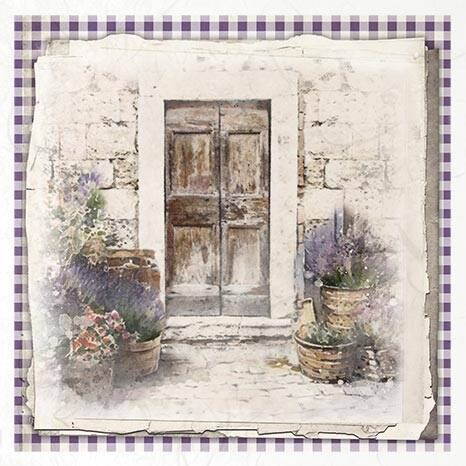 ITD Reispapier Decoupage SET Bastelpapier, Tür und Fenster mit Lavendeldekoration RSM081