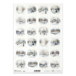 ITD Reispapier Decoupage Bastelpapier Serviettentechnik-R2448 Winteransichten, Park, Eislaufbahn