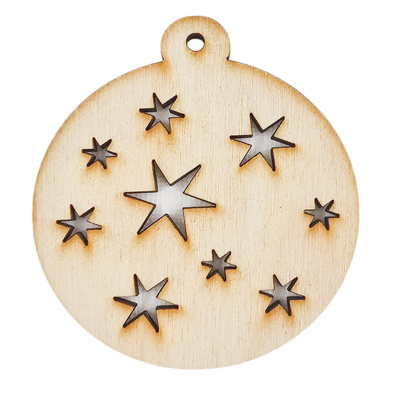 HOLZKUGEL Anhänger aus Holz, Ornament Weihnachtskugel 6 cm - Sterne