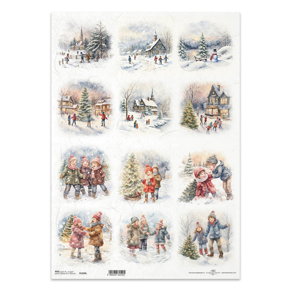 Reispapier Decoupage Bastelpapier für Decoupage A3 ITD-1269L Winterstadt