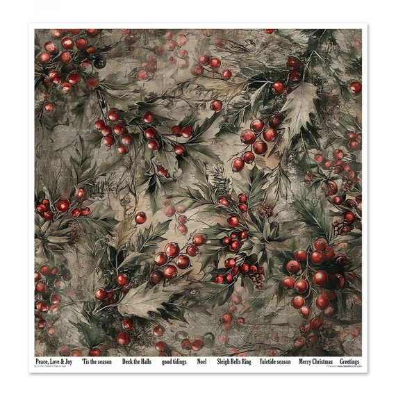 ITD COLLECTION Scrapbooking Papier Set 30x30 cm  - Winter's Tale in red
