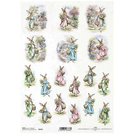 ITD Reispapier Decoupage Bastelpapier Serviettentechnik-R2367 Osterhasen