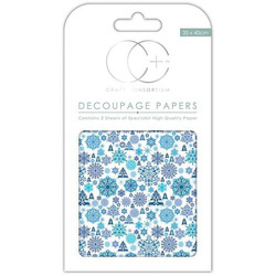 Schneeflocke Damast Decoupage Papier 35x40cm 3Stk Schneeflocken
