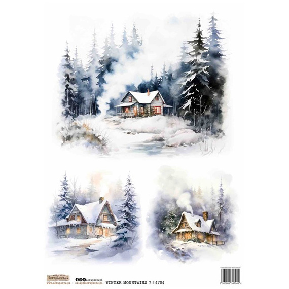 Reispapier A4 - ScrapLove - Winter Mountains 7 - Wintergebirge