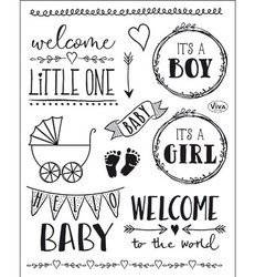 VIVA DECOR Transparent Stempeln Set Motivstempel Clear Stamps - Hello Baby, Kinderwagen