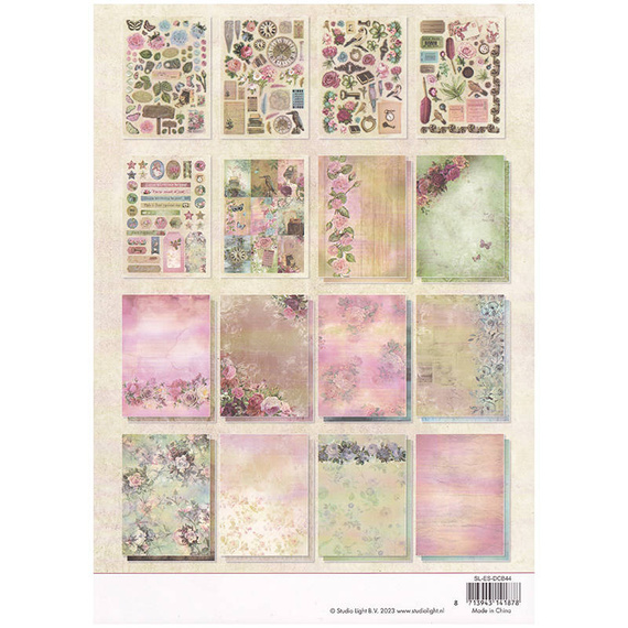 STUDIO LIGHT 32Blatt A4 Papierset + Elemente Scrapbooking Papier Vintage roses