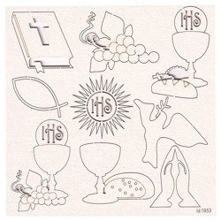 SCRAPINIEC Dekorpappe Die Cut Chipboard Dekoration, Kelch Erstkommunion 1953