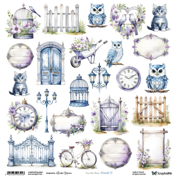 SCRAPandME 30x30cm einseitig Scrapbooking Papier 250g, Elements 9