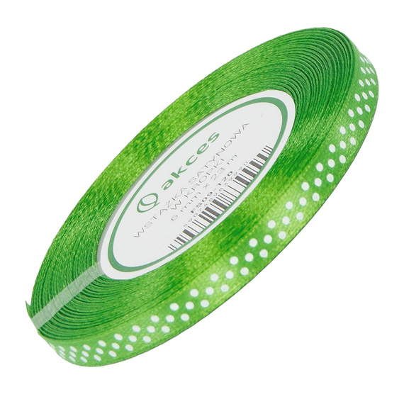 Satin-Punkt-Band 6 mm - grün 120 - 23 m - Dekoband
