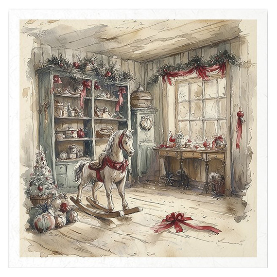 Reispapier-Set - Weihnachtsbaum, Kamin, festliches Haus - RSM203 - Itd Collection