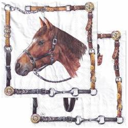 SERVIETTEN 1 Stück Motivservietten Decoupage Napkin 33x33cm,  Nika, Pferd, Sattel
