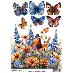 Reispapier Decoupage Bastelpapier A4 - Scraplove - Garden Butterflies 1