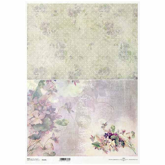 ITD Reispapier Decoupage Bastelpapier A3 Blumen, Veilchen, Punkte 1019L