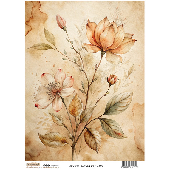 Reispapier Decoupage Bastelpapier A4 - Scraplove - Summer Garden 25