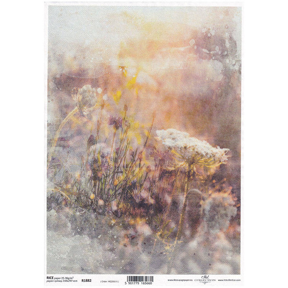 ITD Reispapier Decoupage Bastelpapier Softpapier Serviettentechnik, R1882 Blumen, Wiese