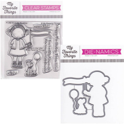 Stanzform Präge Stanzschablone Cutting Die + Stempel - My Favorite Things - Birthday Buddies Mädchen mit Flagge