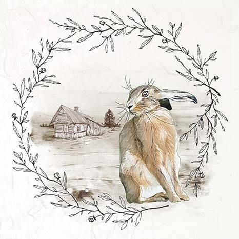 ITD - Reispapier-Set - RSM052 - Hasen mit Blumenkränzen und Ansichten