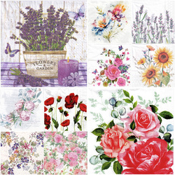 Set von floralen Servietten 33x33cm - 10Stück 