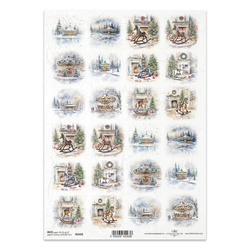 ITD Reispapier Decoupage Bastelpapier Serviettentechnik-R2450 Winterblick, Karussells, Schaukelpferde