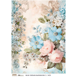 Reispapier Decoupage Bastelpapier A4 - Scraplove - Blue Vintage Background 3 - Blumen