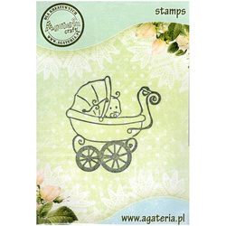 AGATERIA - Transparent Stempel Motivstempel Clear Stamp - Baby pram, Kinderwagen 