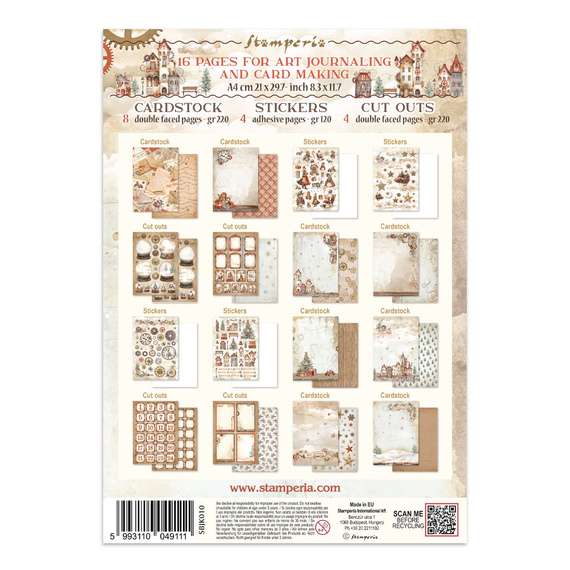 Set aus Junk Journal-Papieren, Aufklebern und Elementen - Gear Up For Christmas - Stamperia 
