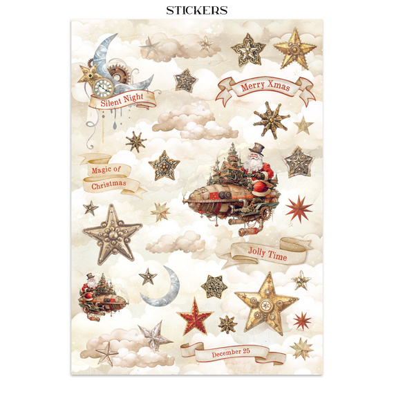 Set aus Junk Journal-Papieren, Aufklebern und Elementen - Gear Up For Christmas - Stamperia 