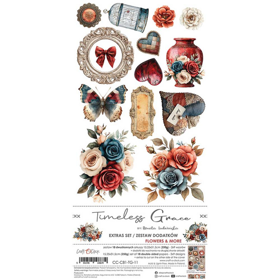 Scrapbooking Zubehör Set - Craft o'clock - Timeless Grace - Flowers & More