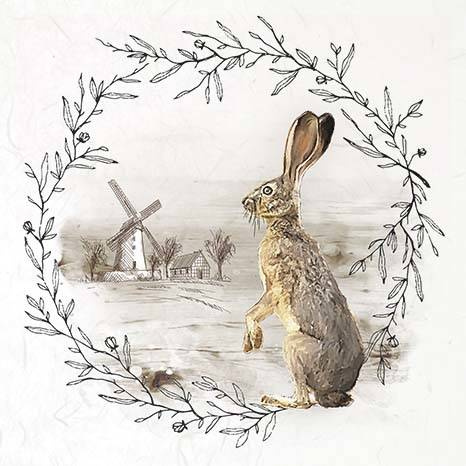 ITD - Reispapier-Set - RSM052 - Hasen mit Blumenkränzen und Ansichten